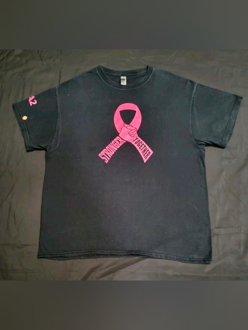 Amazon Emlpoyee Stronger Together Cancer Awarness Black/Pink T-Shirt Unisex XL